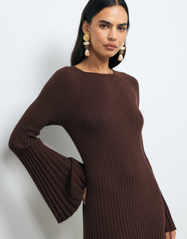AERE - Indi Accordian Pleated Organic Knit Dress