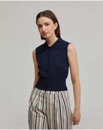 Oxford - Rae Polo Neck Buttoned Knit Top