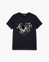 Desigual - Newspaper heart T-shirt