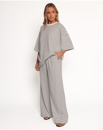 Petal & Pup - Wilda Knit Pant - White Black Stripe