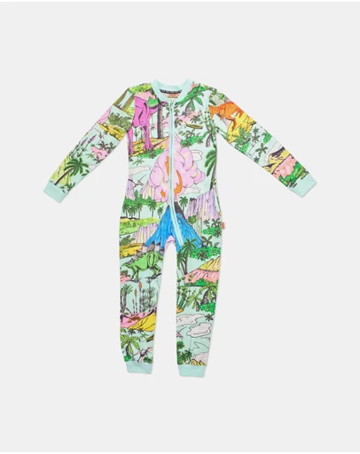 Kip&Co - Jurassic Kids Organic Cotton Pyjama Onesie - Kids-Teens