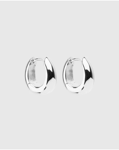 Najo - Arco Silver Huggie Earrings