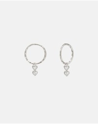 SAINT VALENTINE - Two Of A Kind Heart Mini Hoops - Silver