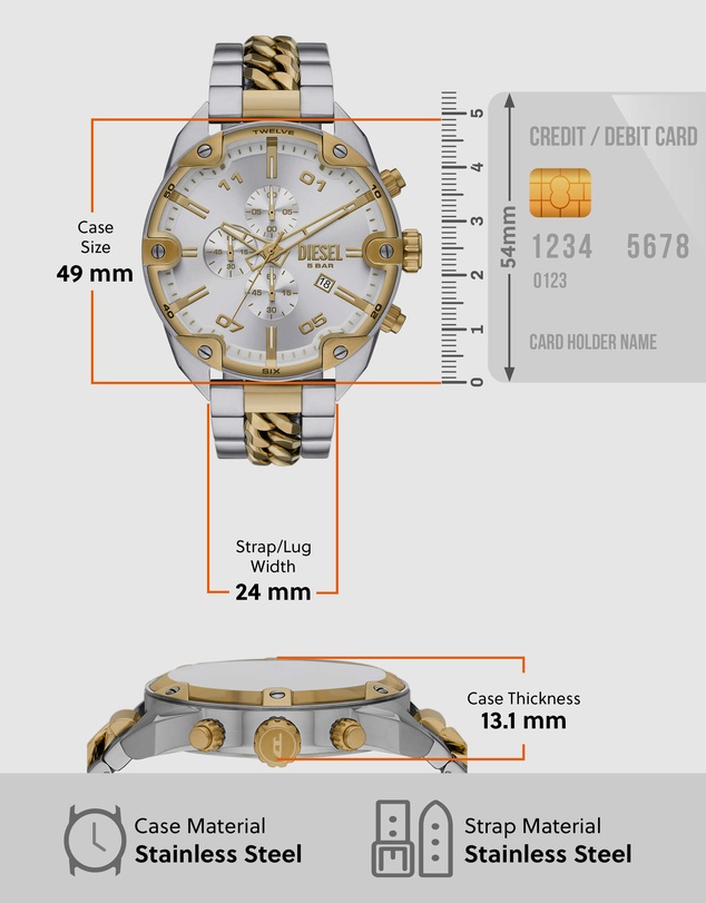 Diesel - Spiked Two Tone Chronograph Watch