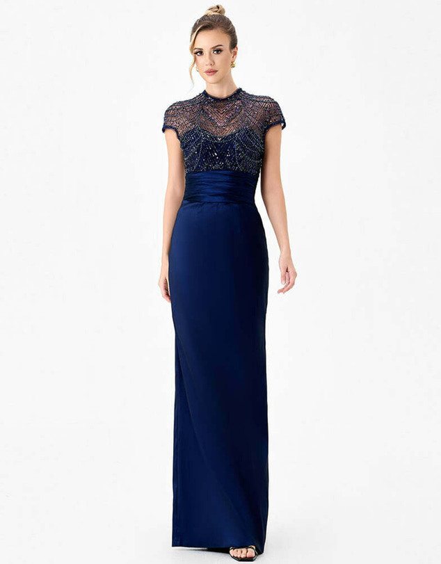 Bariano - Veena Sheer Illusion Gown