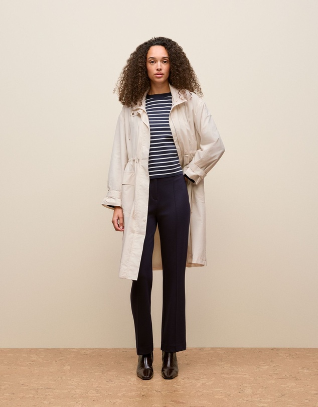 Trenery - Cotton Crepe Stripe Knit Crew in Night Sky