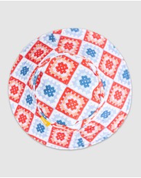 Tyoub - Tyoub Wide Brim Bucket Hat Modern Retro Granny Square