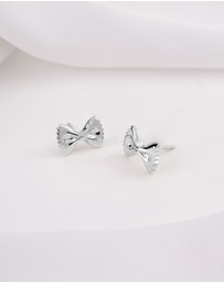 Wanderlust + Co - Bow Tie Pasta Silver Stud Earrings