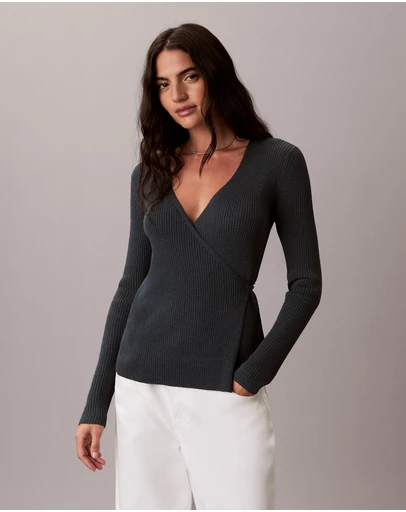 Calvin Klein Jeans - Linen Blend Wrap Jumper