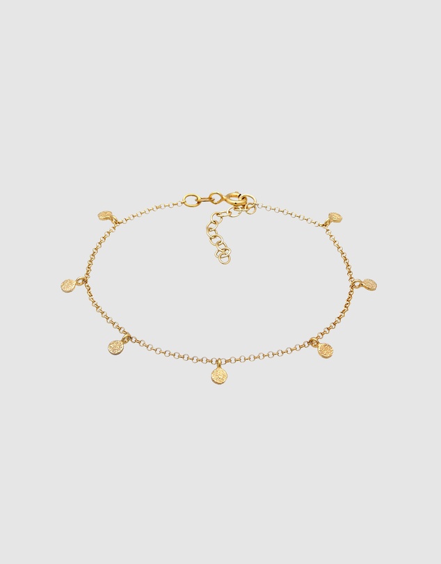 Elli Jewelry - Bracelet Platelet Pendant Round Textured in 925 sterling silver Gold Plated