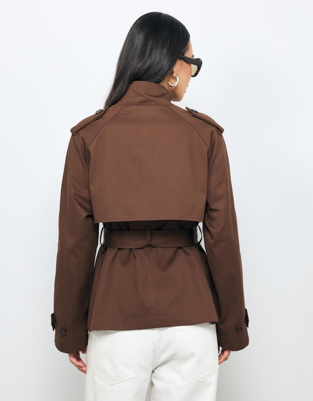 AERE - Sadie Funnel Neck Crop Trench Coat