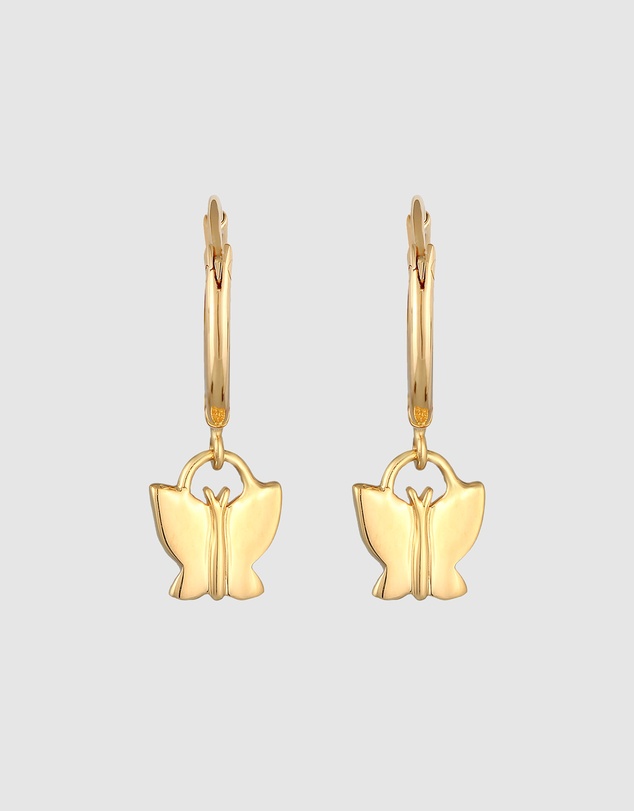 Elli Jewelry - Butterfly Kids Hoop Earrings in Gold-Plated 925 Silver