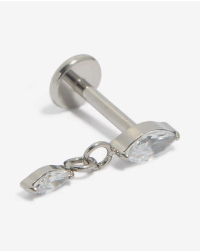 Lovisa - Titanium Diamante Marquise Drop Single Flat Back Stud