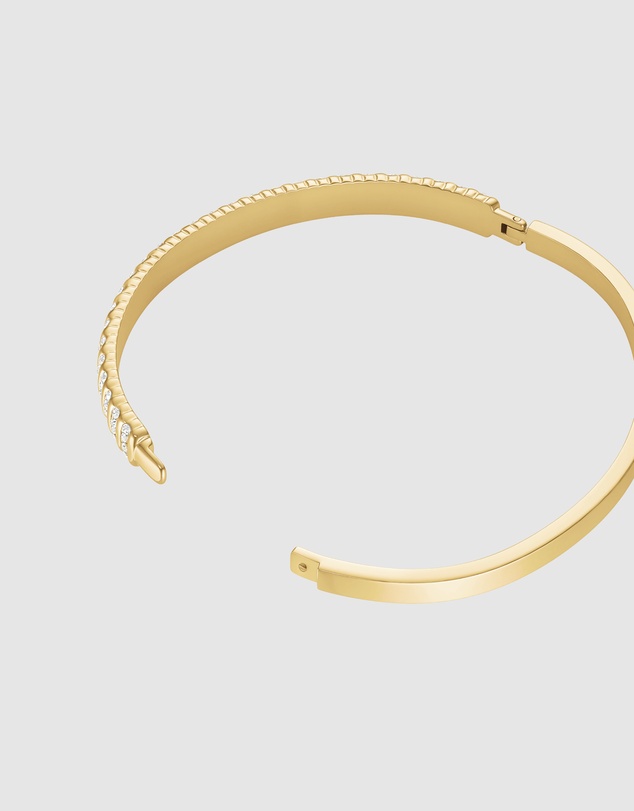 Rosefield - Striped Pavé Crystal Gold-Tone Bangle Bracelet