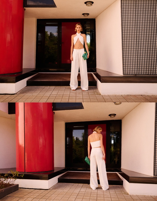 M.N.G - Crossed Halter Crop Top