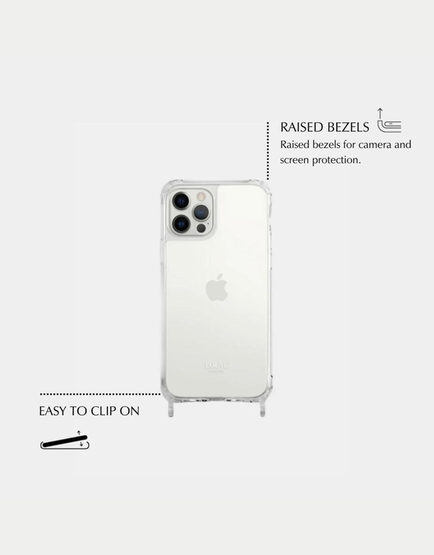 LOUVE COLLECTION - Clear Phone Case + Vera Beige Lanyard (Gold Hardware)