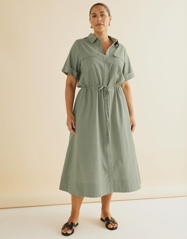 knee length dresses for ladies Zulu & Zephyr Rib Hemp Jersey Midi Dress - White