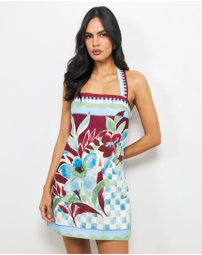 AERE - Mali Linen Halter Shift Dress