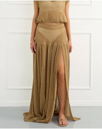 Aqua Blu Australia - Beige Pia Maxi Skirt