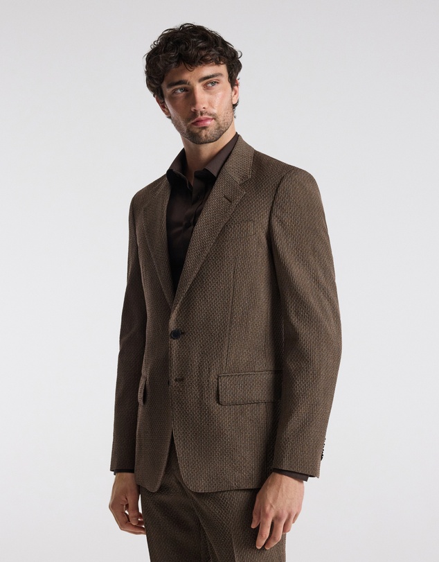 Calibre - Unstructured Micro Jacquard Wool Blazer Mocha