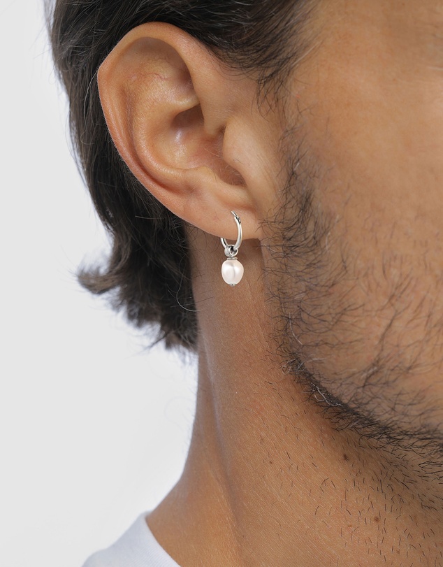 Kuzzoi - ICONIC EXCLUSIVE - Swarovski® Pearl Drop Hoop Earrings in 925 Silver