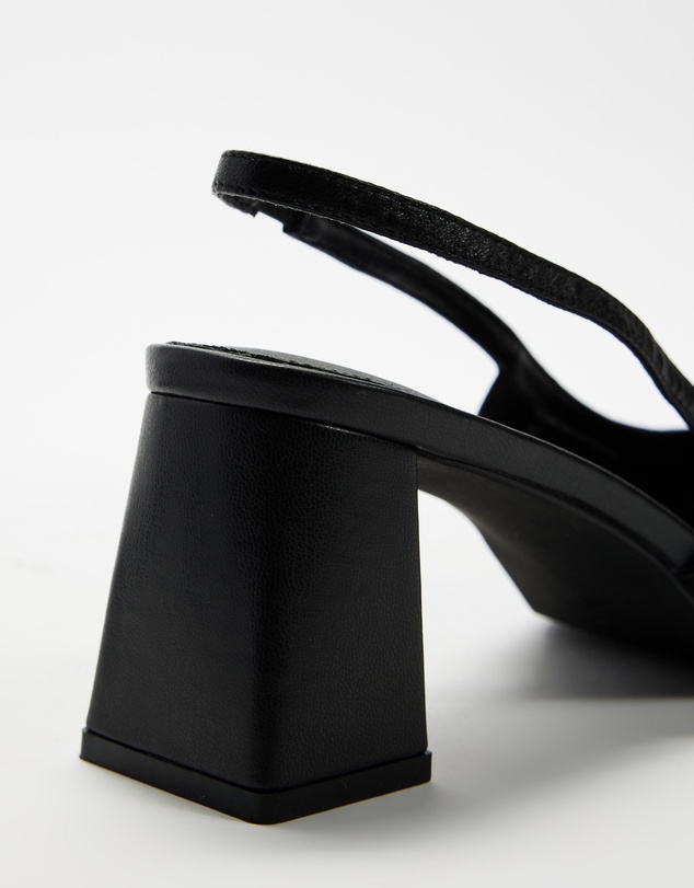 Atmos&Here - Raven Leather Slingback Heels