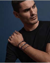 Najo - Mariner Black Leather & Steel Bracelet (21cm)