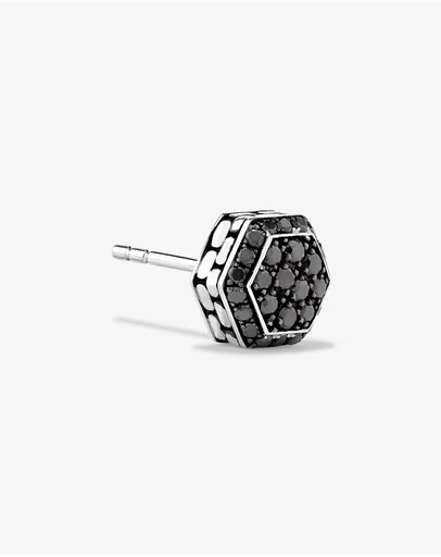 Michael Hill - 0.23 Carat TW Black Diamond Cluster Hexagon Men's Stud Earring in Oxidised Sterling Silver