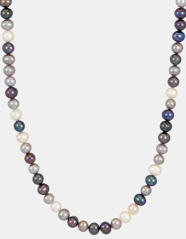 Dower & Hall - Men's Mixed Freshwater Pearl Necklace In Sterling Silver