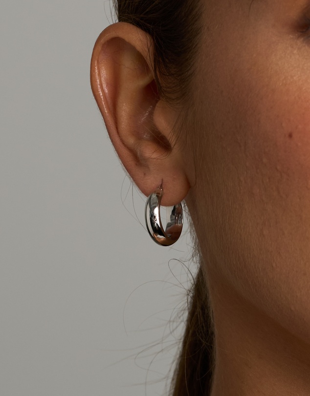 Michael Hill - 15mm Half Round Hoop Earrings in 10kt White Gold