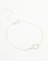Lovisa - Sterling Silver Infinity & Cubic Zirconia Heart Link Bracelet