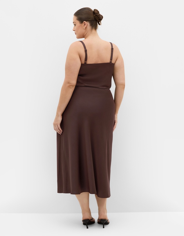 City Chic - Plus size Miranda Satin Midi Skirt - truffle
