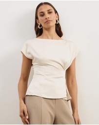 Atmos&Here - Aureline Satin Boat Neck Top