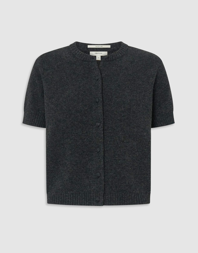 Oroton - Short Sleeve Wool Crew Cardigan