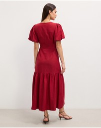 The Fated - Maren Puff Sleeve Midi Dress