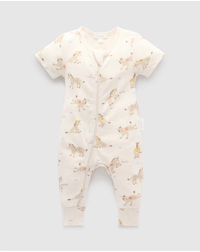Purebaby - Rib Short Sleeve Growsuit -Kids-Babies