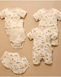 Purebaby - 2 Pack Short Sleeve Printed Growsuit -Babies