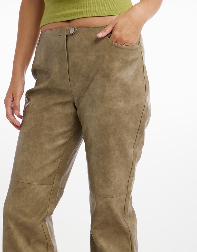 Dazie - Cally PU Low Waisted Leather Pants