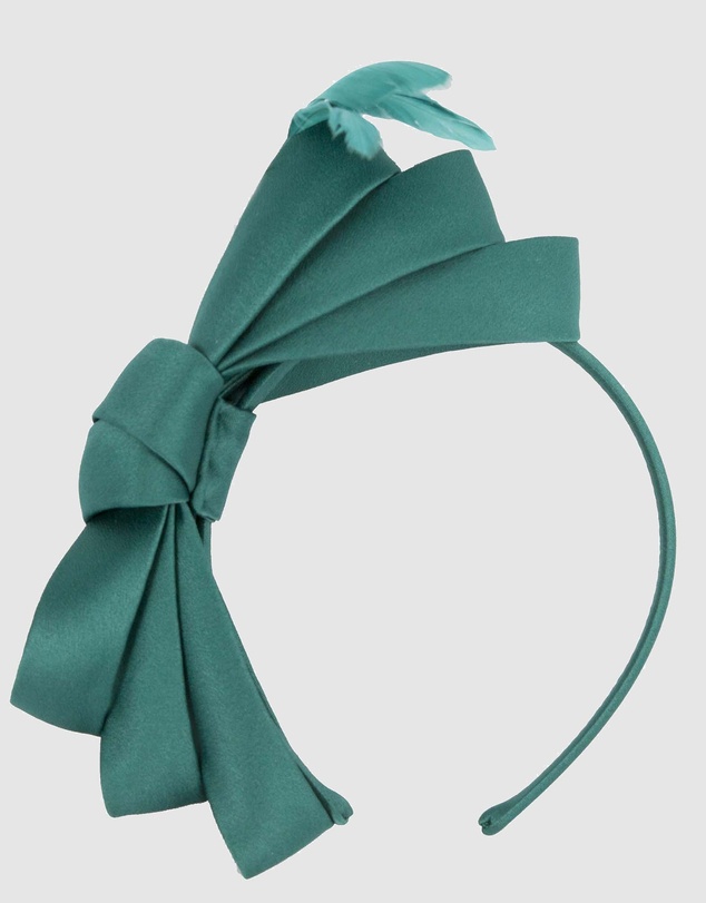 Max Alexander - Large Teal Satin Bow Racing Fascinator