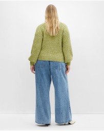 City Chic - Plus size Kiara V Neck Cardigan - matcha