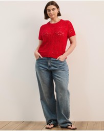 Atmos&Here Curvy - Hani Short Sleeve Open Knit Cardigan