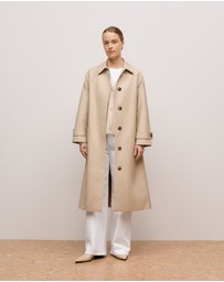 Trenery - Wool Cashmere Relaxed V Cardigan in Oat Marle