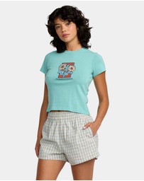 RVCA - Womens Mikey Boxer Elastic Waist Shorts