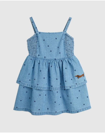 Mini Rodini - Denim Dots All Over Print Strap Dress - Babies-Teens