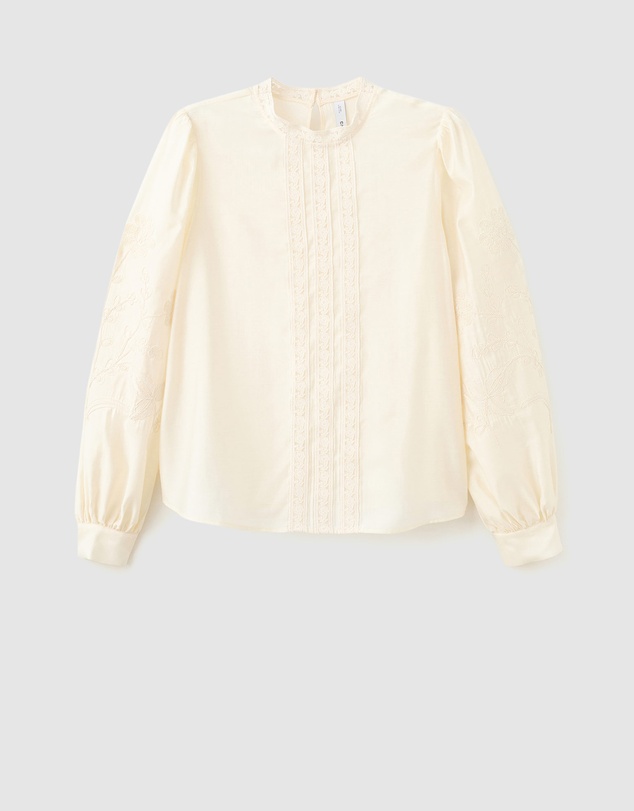 M.N.G - Cotton Blouse With Floral Embroidery