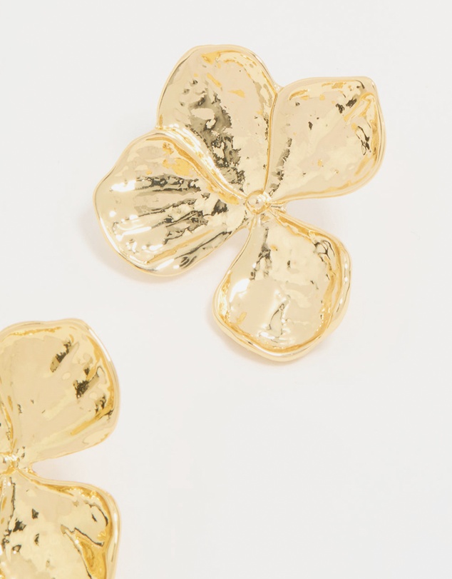 Lovisa - Gold Plated Textured Flower Stud Earrings