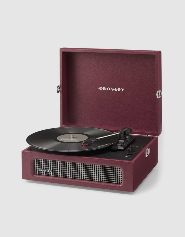 Crosley - Crosley Voyager Bluetooth Portable Turntable + Gadhouse Vinyl Rack Bundle - Burgundy