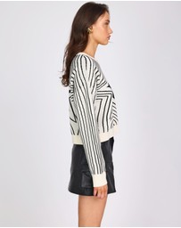 ONE TEASPOON - Star Gazing Knitted Sweater - Mono Print