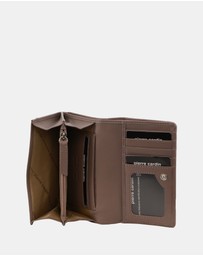 Pierre Cardin - Pierre Cardin Canvas Print/Leather Trim Bi-Fold Flap Wallet