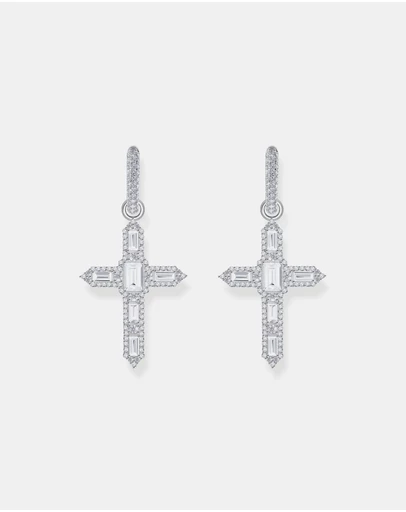 THOMAS SABO - Single Cross hoop earring with white zirconia